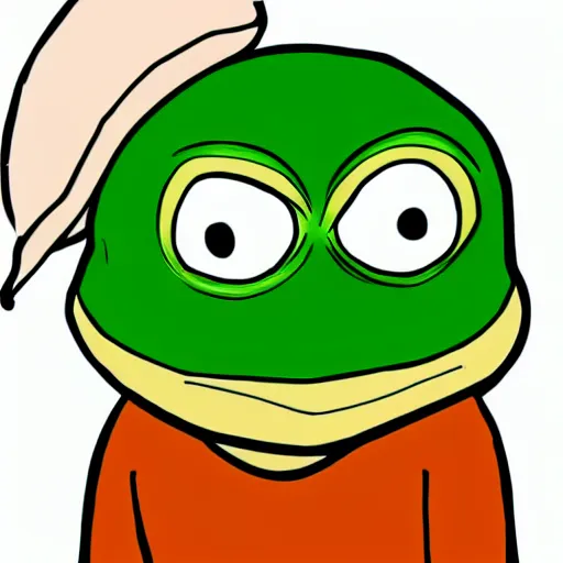 Prompt: pepe the frog, anime, illustration