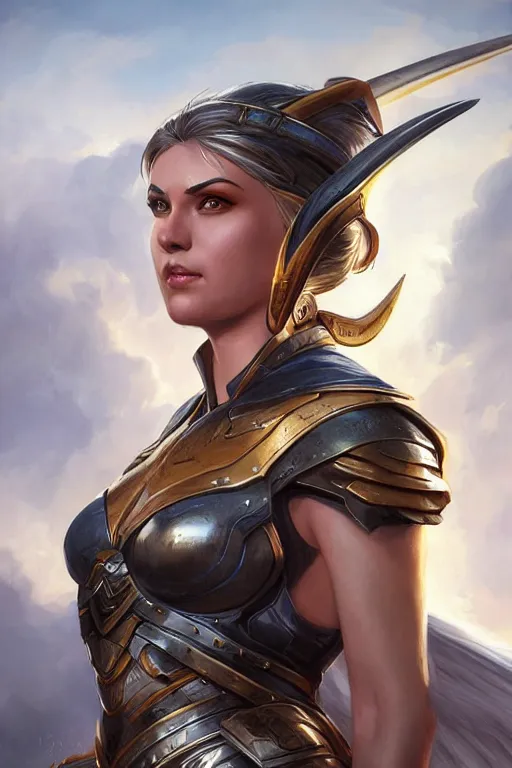 Image similar to amazon valkyrie athena, d & d, fantasy, portrait, highly detailed, headshot, digital painting, trending on artstation, concept art, sharp focus, illustration, art by artgerm and greg rutkowski and magali villeneuve