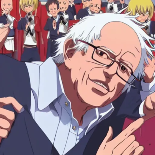 Image similar to bernie sanders as an anime protagonist