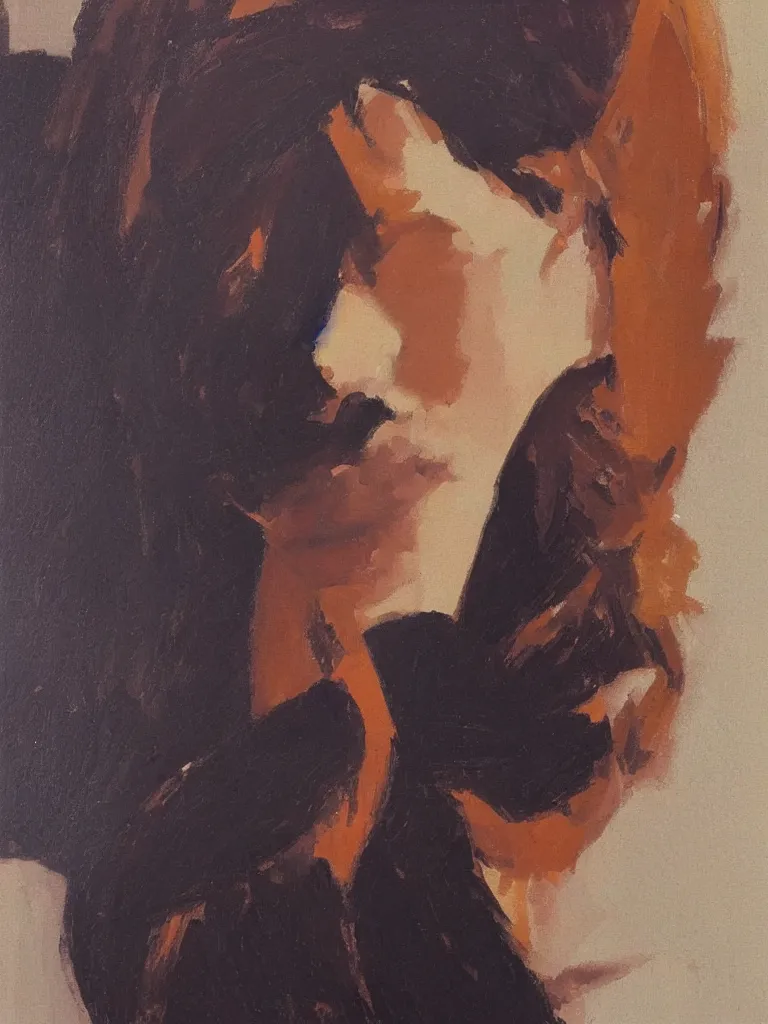 Prompt: portrait profile of a beautiful woman in 1 9 7 8, oil painting by john watkiss