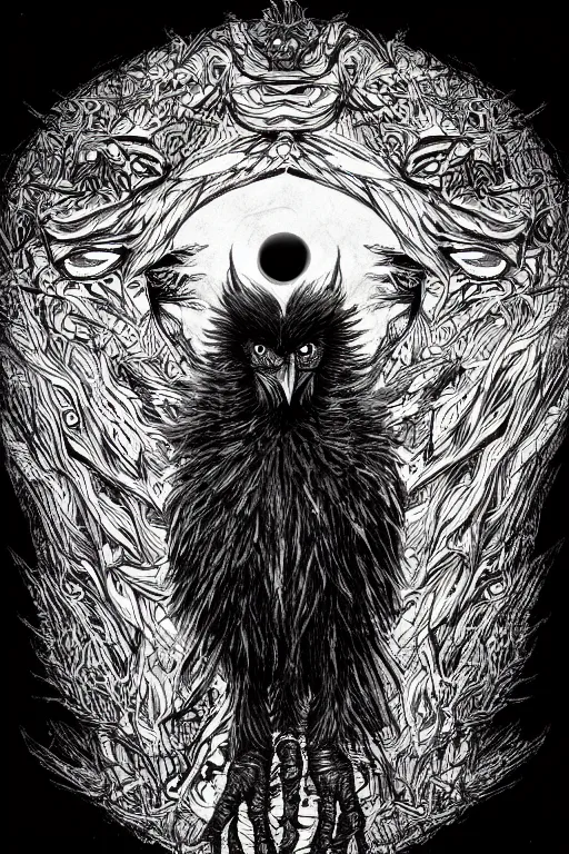 Image similar to crow monster, symmetrical, highly detailed, digital art, sharp focus, trending on art station, kentaro miura manga art style