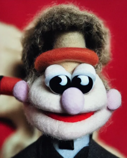 Image similar to marx as a muppet. highly detailed felt. hyper real photo. 4 k.