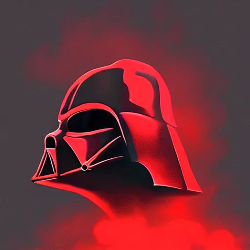 Image similar to darth vader's head coming out of a red mist, trending on artstation, profile pic, centered, accurate anatomy, highly detailed, digital art,