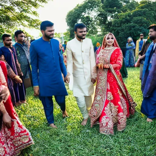 Prompt: bangladeshi wedding in open field