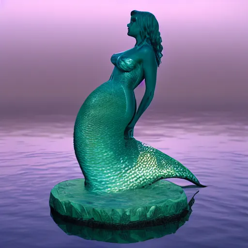 Image similar to water sculpture of mermaid, 3 d rtx 8 k