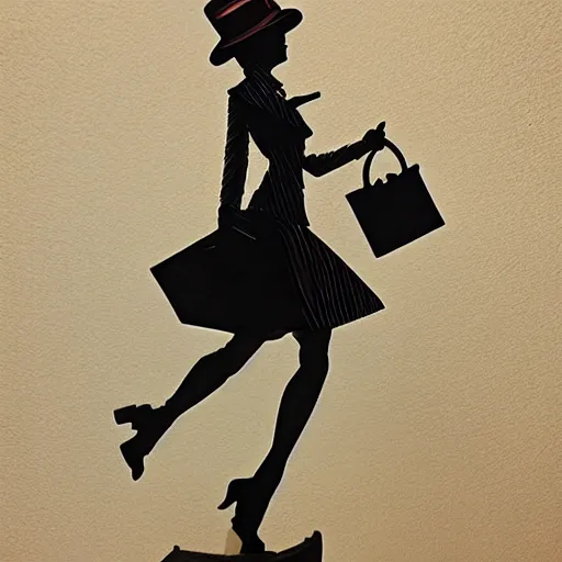 Image similar to cut paper sculpture of mary poppins