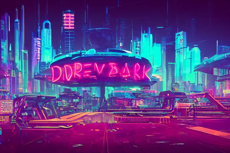 Prompt: a dreamlike cyberpunk city sit in the very far future, neon signs, shops and bars, floating buildings, glowing neons, synthwave, slightly abstract, rich deep colors, 4 k, realistic photography, flying cars in the distance, robot humanoids, anthropomorphic vehicles, fantasy setting, brilliant dreamy lighting, 8 0 s vibe, morning, blue sun