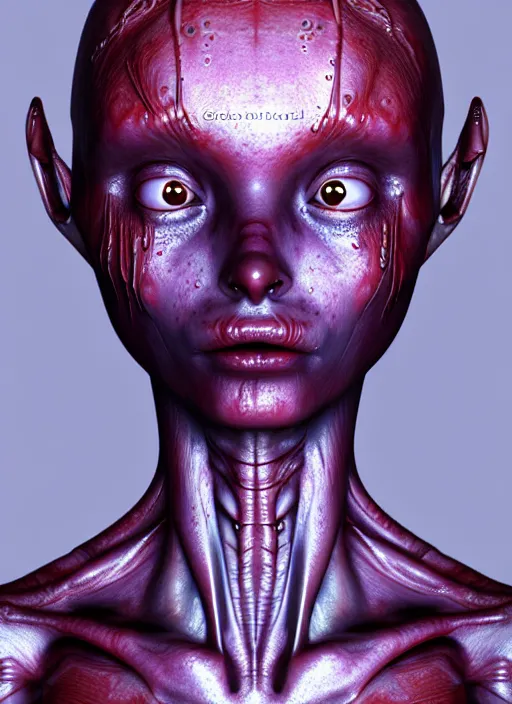 Image similar to a wet alien girl, perfect anatomical body, voluminous, high quality render, photorealistic digital painting, 3 d sculpture