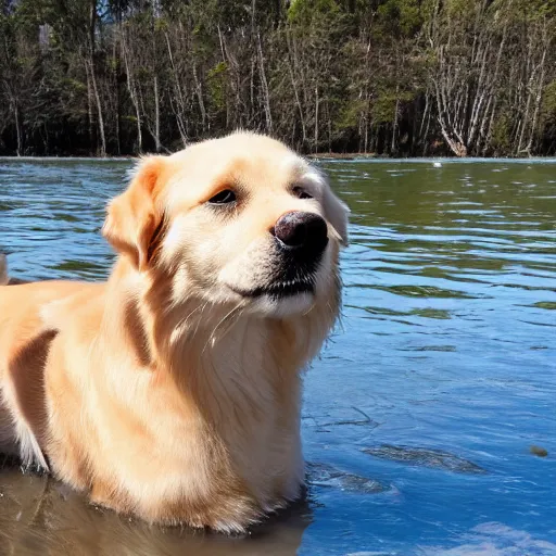 Image similar to ultra detailed photo of a dog with water fur