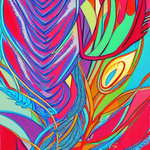 Image similar to abstract feathers, art style by Sandra Pelser, pop art nouveau