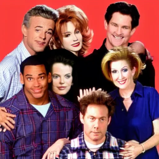 Prompt: 9 0 s sitcom except all the characters are serial killers