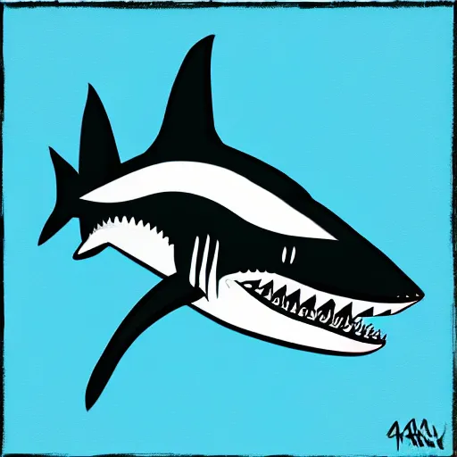 Image similar to a shark by andy warhol, digital art, trending on artstation