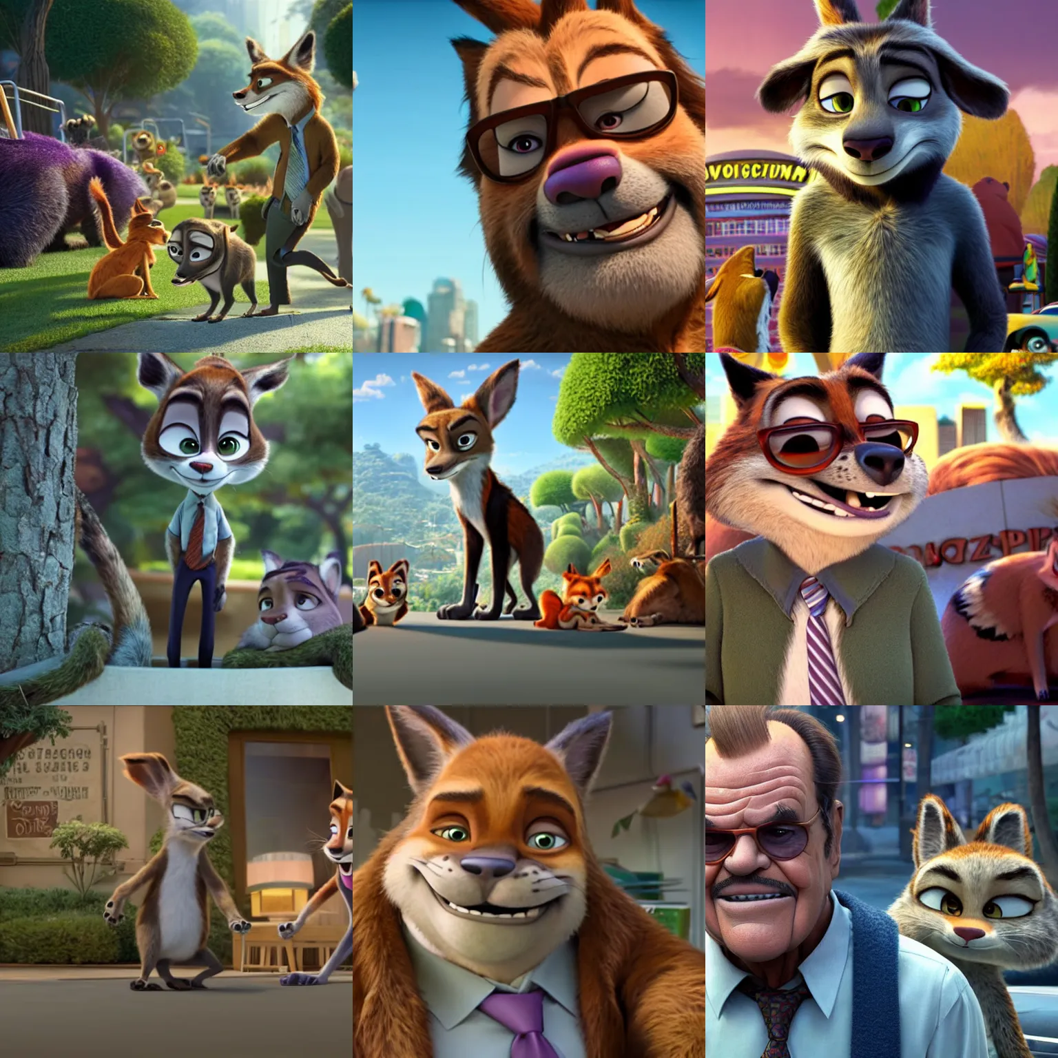 Prompt: Jack Nicholson in Zootopia (2016), animated cinematography