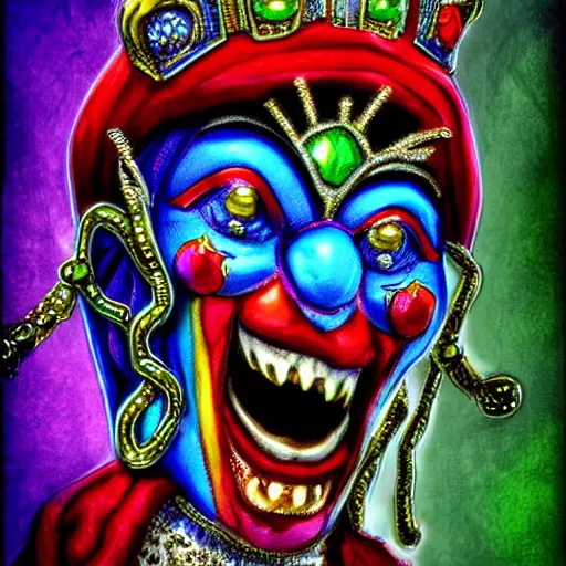 Image similar to Fantastic Ornate Jeweled Jester Clown by Tom Wood Fantasy Art HDR