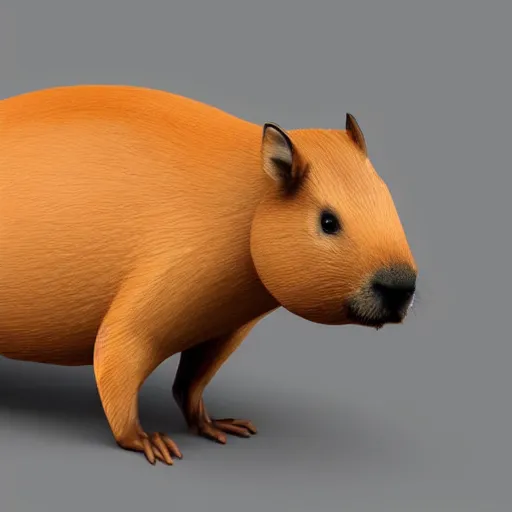 Image similar to low polygon render of a capybara on a white backround, isometric 3 d, ultra hd