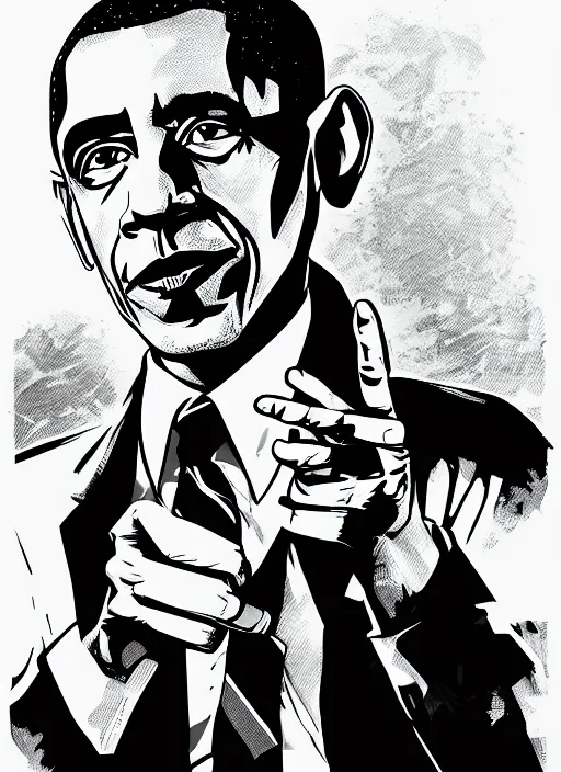 Image similar to obama in the style of jamie hewlett, digital art, trending on artstation