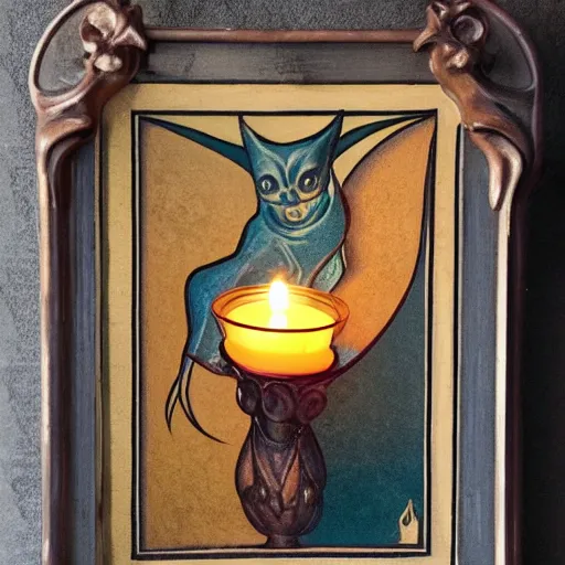 Image similar to art nouveau bat with candle