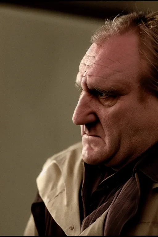 Image similar to [a still of Gerard Depardieu in the movie Splice (2007), 4k, HD, high quality, octane]