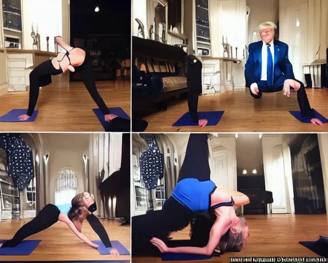 Image similar to donald trump instagram yoga photo shoot