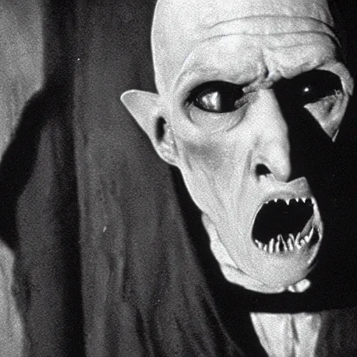 Prompt: still from nosferatu in which a vampire is annoyed because he hasn't been getting any sleep