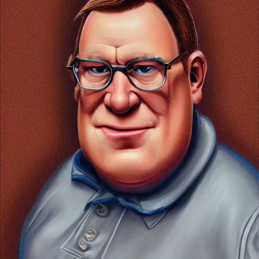 Image similar to Peter Griffin in real life, portrait, photograph, realistic, hyperrealistic, highly detailed, very detailed, extremely detailed, detailed, digital art, trending on artstation