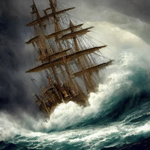 Image similar to tall ship with ripped sails caught in giant whirlpool in a hurricane. pirates of the caribbean 4 k