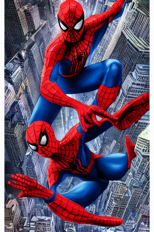 Image similar to spider man poster movie artwork, detailed art by mark brooks