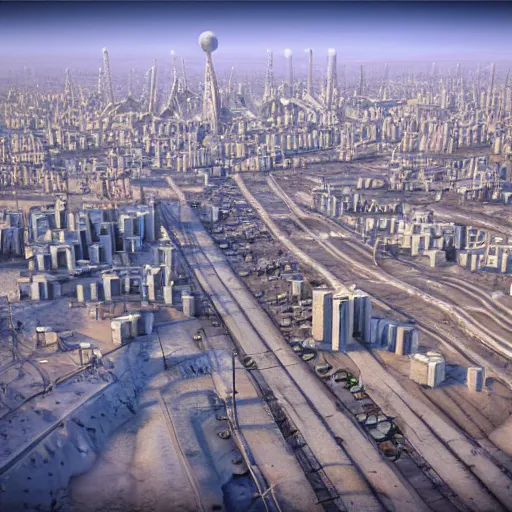 Prompt: norilsk orbit city cityscape, 9 0 s telephoto, environmental concept art, rendered in unreal engine, cyberpunk