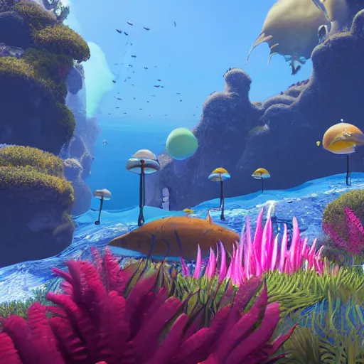 Image similar to subnautica in game screenshot, unreal engine, 1k. low res