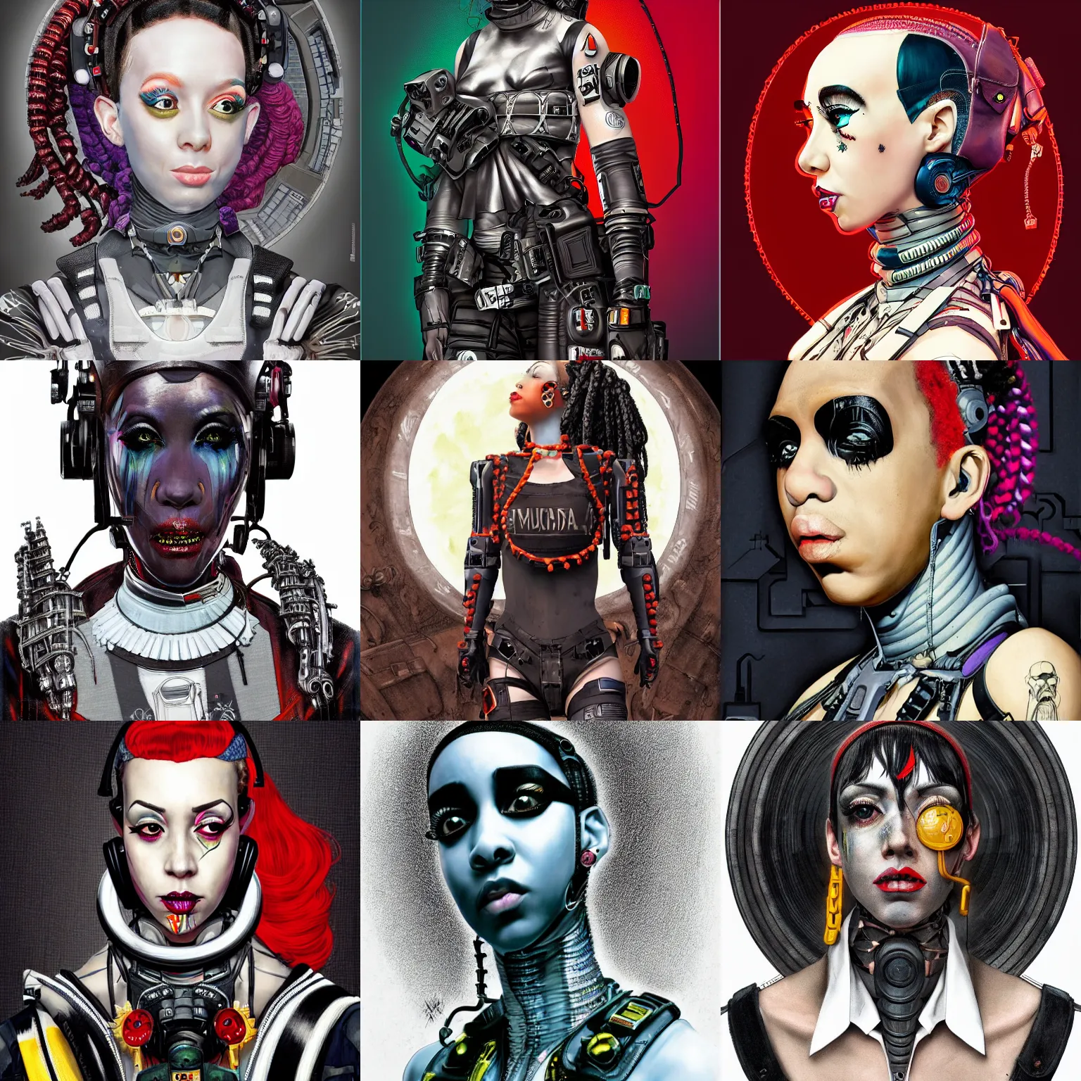 Prompt: a cinematic portrait of a fashionable cybergoth ludacris mech in the style of william blake and norman rockwell, kubrick, escher, subtle junji ito, subtle giger, vivid color scheme, artstation, imdb, 8 k, magnificent, glorious