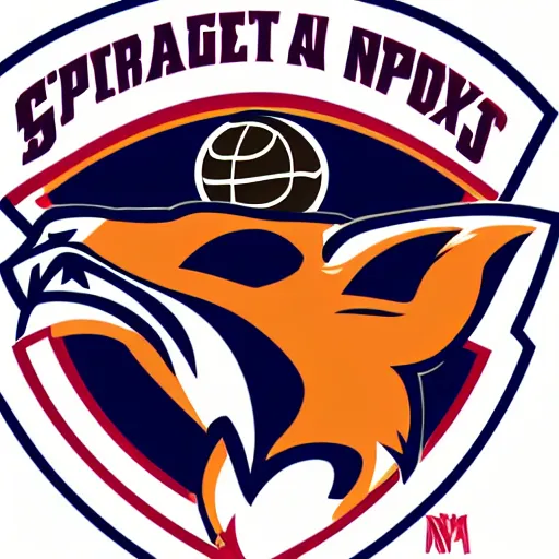 Prompt: vibrant NBA sports logo depicting a screaming fox