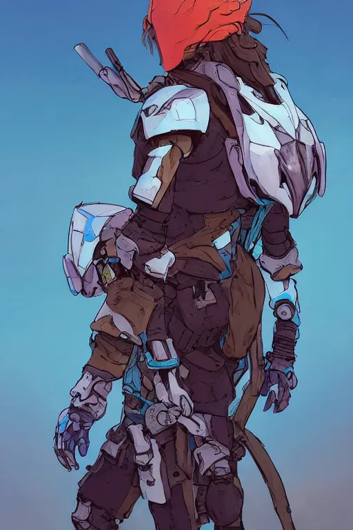 Image similar to combination suit armor aloy horizon forbidden west horizon zero dawn robot ninja mask helmet backpack tribal, art gta 5 comics, official fanart behance hd artstation by jesper ejsing, by rhads, makoto shinkai and lois van baarle, ilya kuvshinov, ossdraws radiating a glowing aura cgi rtx 2 0 2 2