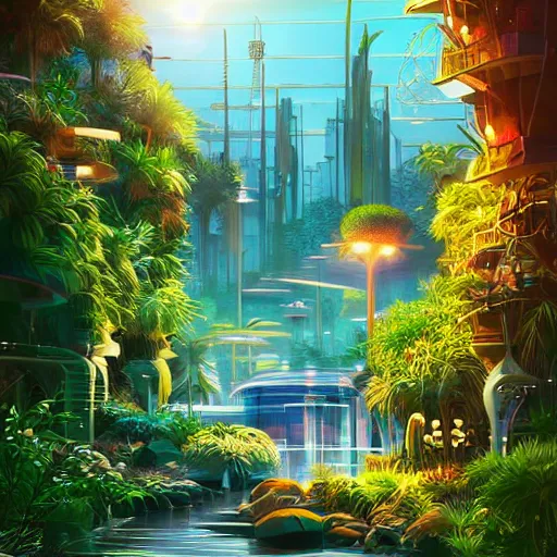 Image similar to beautiful happy picturesque charming organic futuristic sci - fi city in harmony with nature. water and plants. beautiful light. grainy and rough. soft colour scheme. beautiful artistic vector graphic design poster 4 k by vincent. ( 2 0 2 2 )