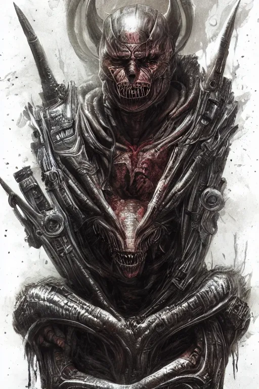 Image similar to portrait of dolph lundgren by hr giger, greg rutkowski and wayne barlowe as a diablo, resident evil, dark souls, bloodborne monster