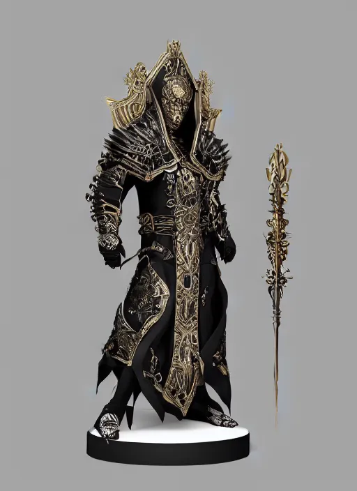 Prompt: high intricate male priest with white baroque armor and black garment, demon lord, ancient forest, maria panfilova, andrea savchenko, mike kime, ludovic plouffe, qi sheng luo, oliver cook, trending on artstation