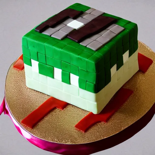 Image similar to minecraft cake, professional food photography