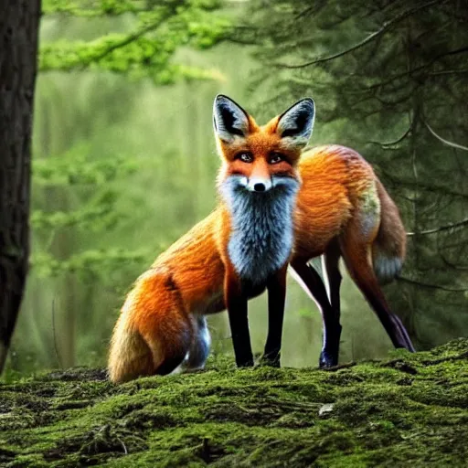 Image similar to a beautiful forest with a fox