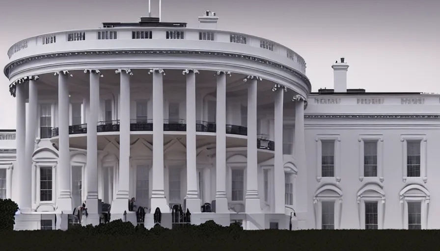 Prompt: people looking reconstruction of white house in washington dc, scaffolding, hyperdetailed, artstation, cgsociety, 8 k