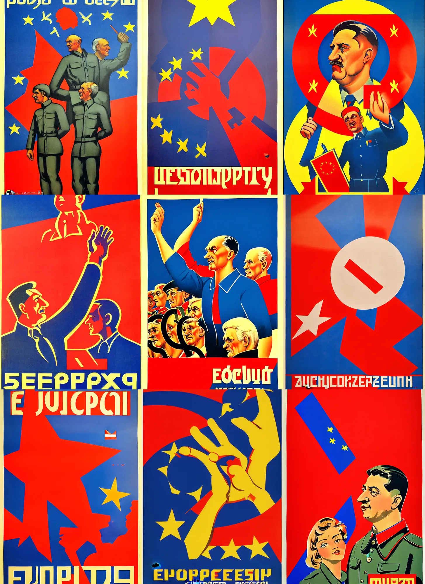 Prompt: soviet propaganda poster of the european union, socialist realism. by alexander zelensky, viktor deni, havrylo pustoviyt