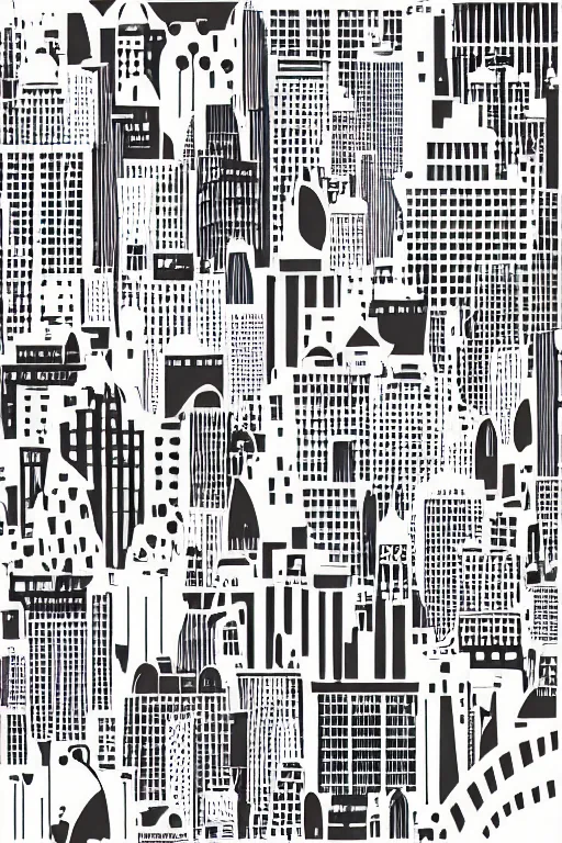 Image similar to minimalist boho style art of a big city, illustration, vector art