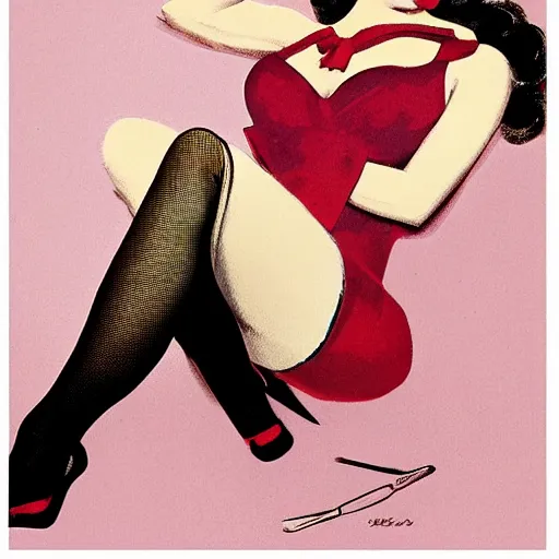 Image similar to an illustration in the style of gil elvgren.