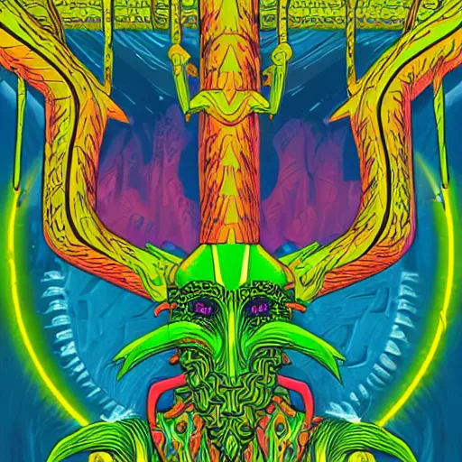 Image similar to cthulu, pharaoh, dmt, outspace background