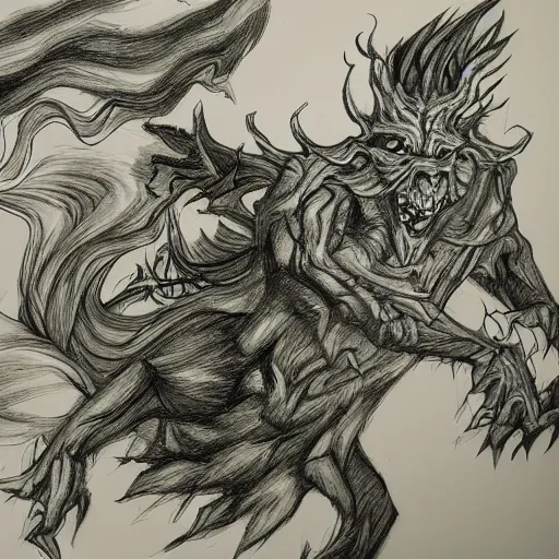 Image similar to detailed drawing of shadows chasing other shadow monsters by art gem.