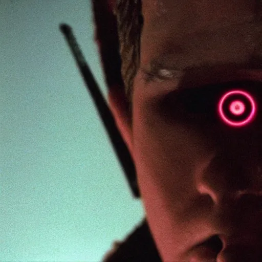 Image similar to movie still of cyborg with glowing third eye, cinematic composition, cinematic light, criterion collection, by andrzej zulawski