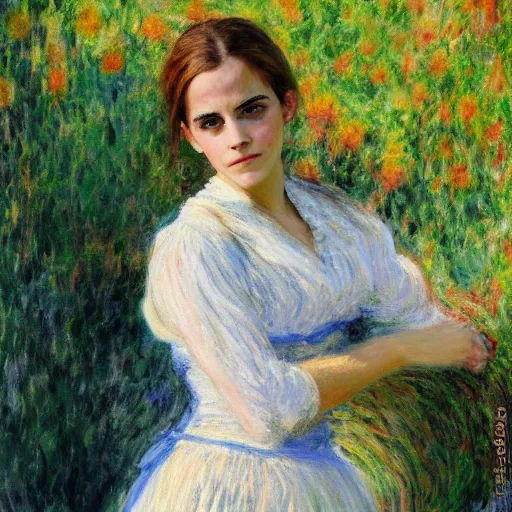 Prompt: emma watson painted by monet