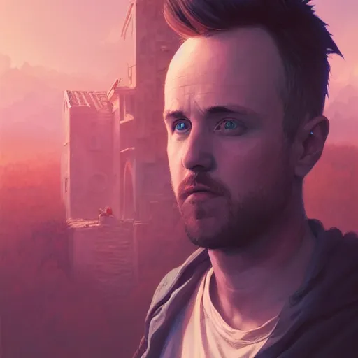 Image similar to highly detailed portrait of jesse pinkman, unreal engine, fantasy art by greg rutkowski, loish, rhads, ferdinand knab, makoto shinkai and lois van baarle, ilya kuvshinov, rossdraws, tom bagshaw, global illumination, radiant light, detailed and intricate environment