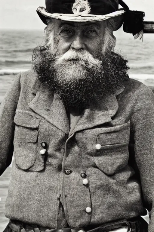 Prompt: a Kodachrome photograph of a grizzled old sea captain