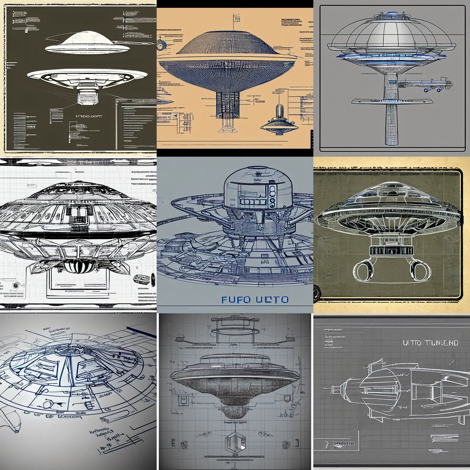 Prompt: UFO blueprint, concept