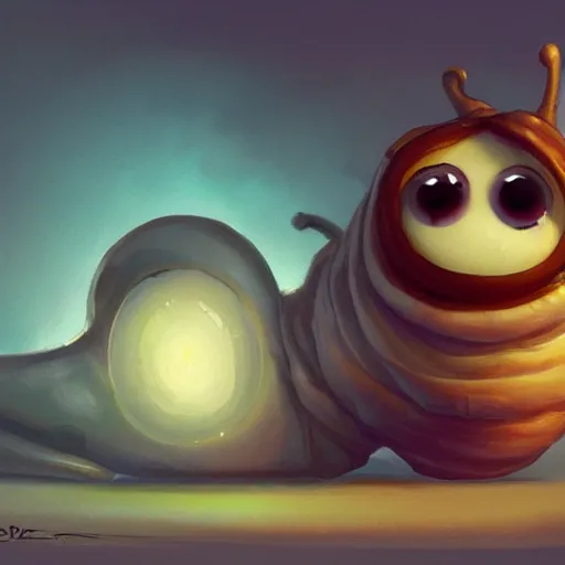 Image similar to cute snail as a cinnamon roll, pixar, digital painting, painterly, concept art, greg rutkowski, don bluth