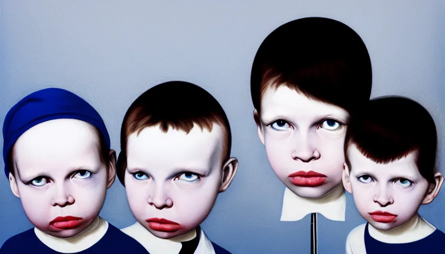 Image similar to the two complementary forces that make up all aspects and phenomena of life, by Gottfried Helnwein